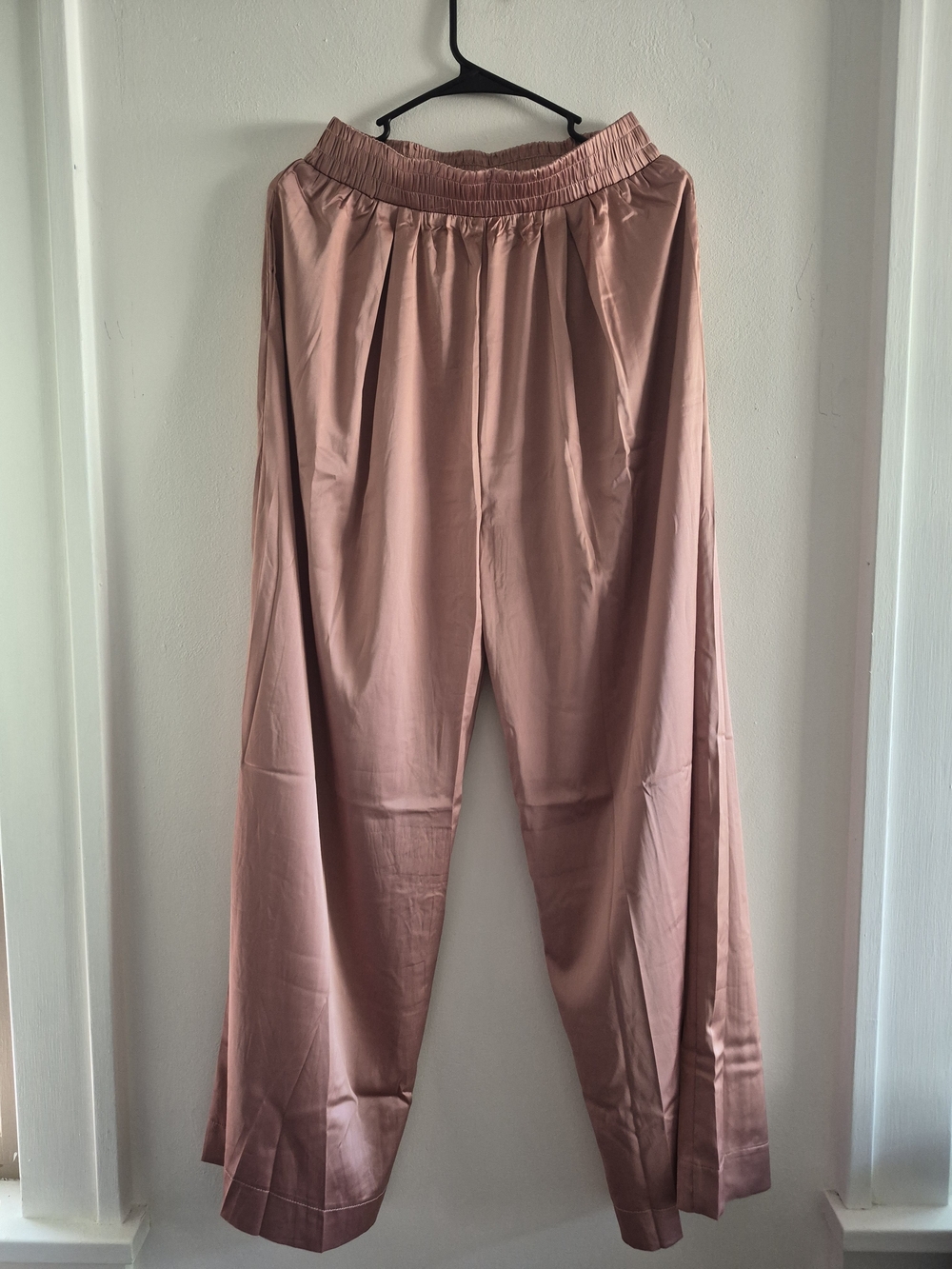 NWOT FP Movement by Free People Dusty Rose Luxe Wide-Leg Satin Pull-On Pants